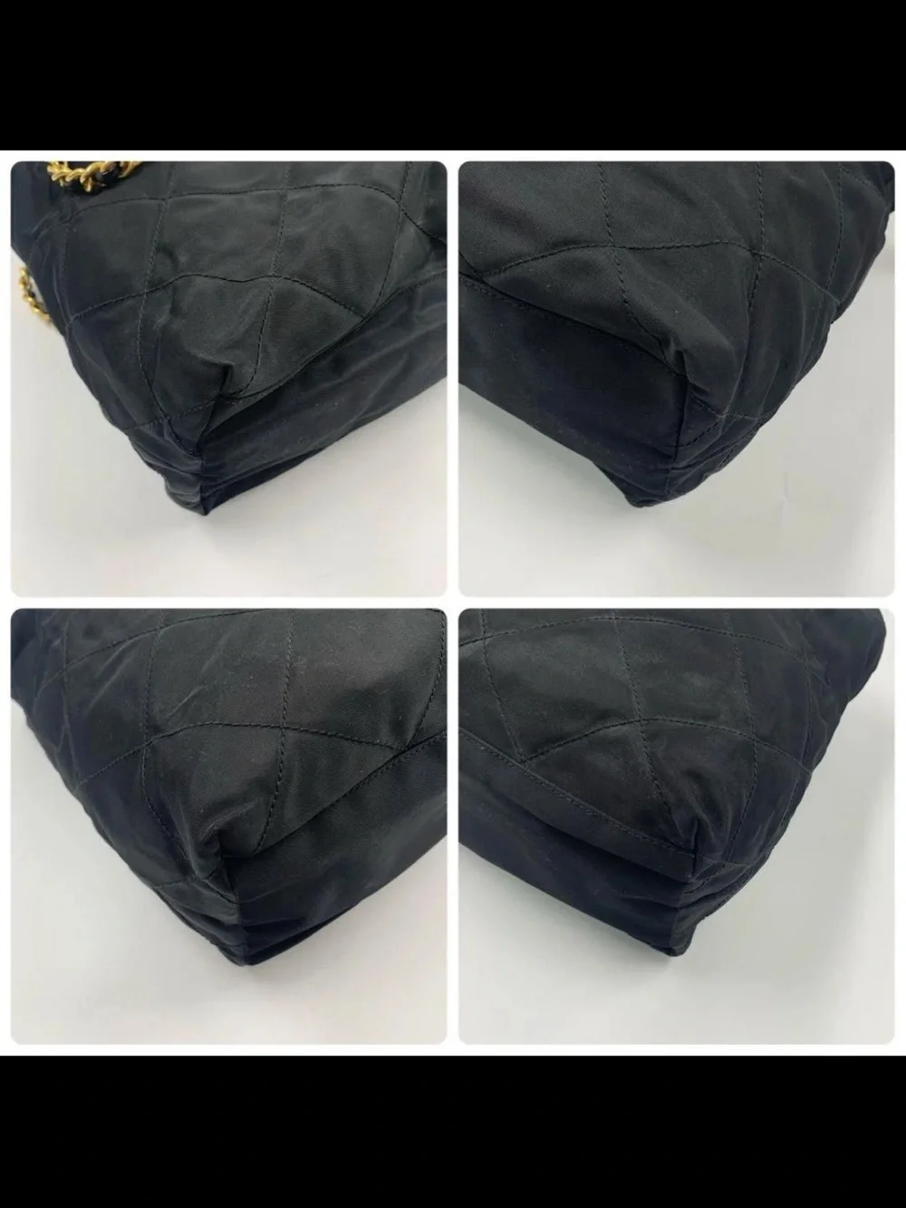 Prada Black Quilted Nylon Chain Tote